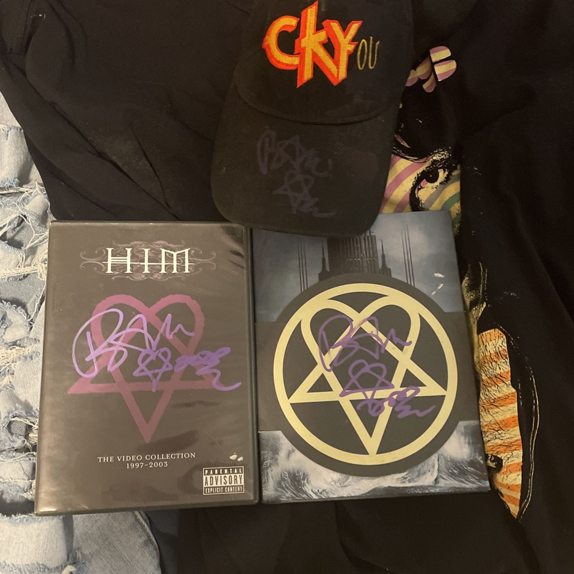 Bam Margera Autographed HIM vintage Limited Edition DVDs CKY hat