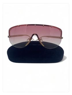 4688COL Women's Oversized Metal Studded Rimless Shield w/ Two Tone Lens