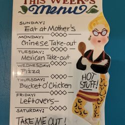 "This Week's Menu" Trivet Boston Warehouse Trading Vintage