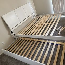 King Bed Frame with Pull-Out Bed (Good Condition)