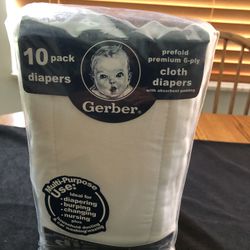 New Gerber Pre Fold Premium 6-Ply Cloth Diapers 
