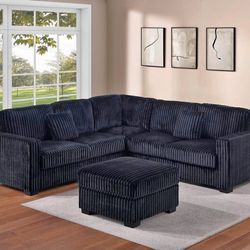 BRAND NEW 4PC SECTIONAL SOFA SET WITH OTTOMAN AND ACCENT PILOWS INCLUDED $549