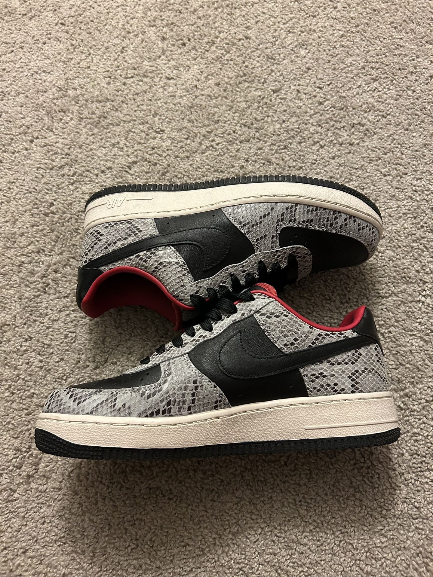 Nike Air Force Low ID Snakeskin 'Black Cement' Size