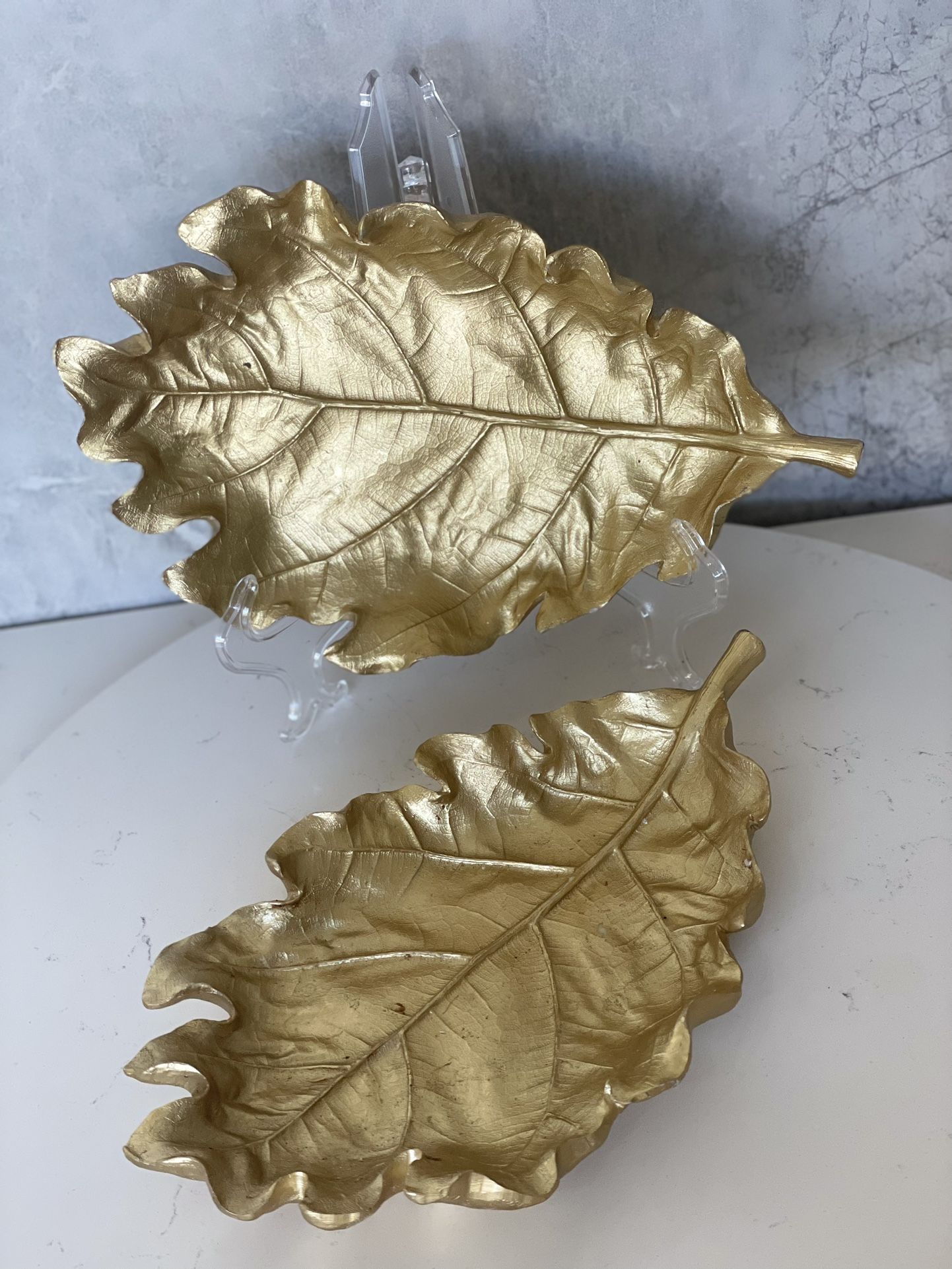 Bowls / Serving Plate- Display Centerpiece Golden Leaves