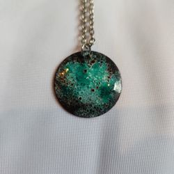 1” Copper disc Necklace w/ 20” Silver chain