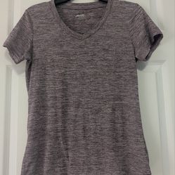 Avia Heathered Mauve V-Neck Short Sleeve Tee Women Size XS
