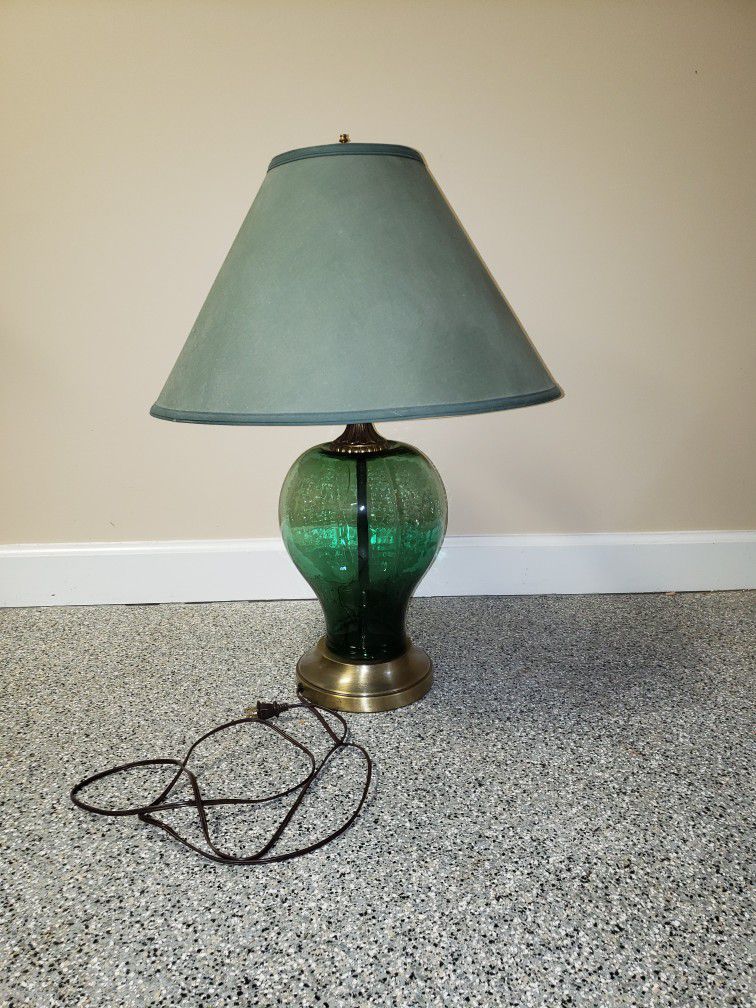 Vintage Lamp with Clear Green Glass