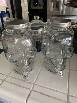 Skull Glass Drink Dispenser Set of 2