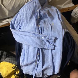 Light blue ralph lauren polo longsleeve collared shirt