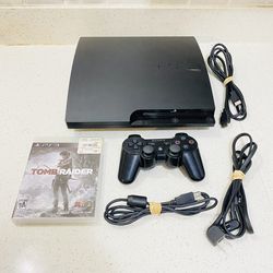 Sony PlayStation 3 PS3 Slim Console CECH-3001B 320GB w/ Game & Controller Tested