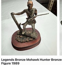 Legends bronze sculpture of a Mohawk Hunter by artist Jim Ponter from 1988