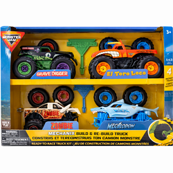 Monster Jam Mechanix Build & Re-Build Truck Set 4 Pack