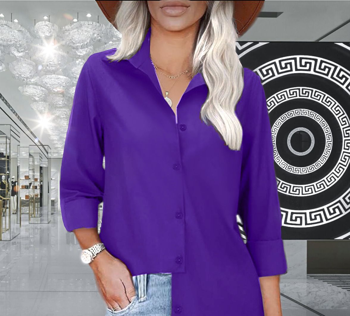 Purple Long-Sleeve Button-Down Shirt