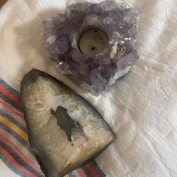 Beautiful, Shiny Crystals And Candle For Decorative Styling