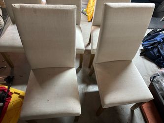 Set of 5 Linen Upholstered High-Back Dining Chairs