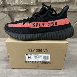 New Adidas Yeezy Boost 350 V2 Core Black Red Size 9.5 Men
