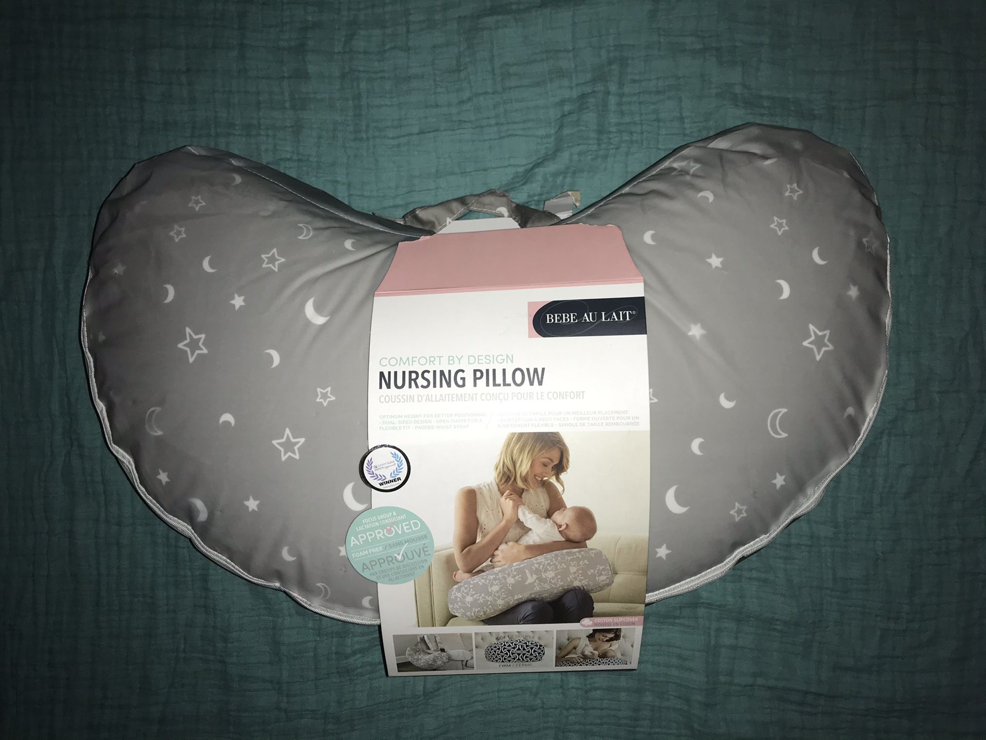 New in packaging/never used BeBe Au Lait moon and stars nursing pillow