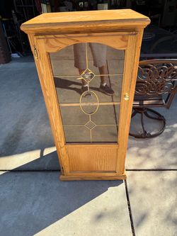 Oak Cabinet with Leaded Glass