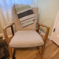 Modern Upholstered Wood Rocking Chair
