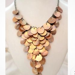 Mother of Pearl Dyed Bronze Cluster Necklace