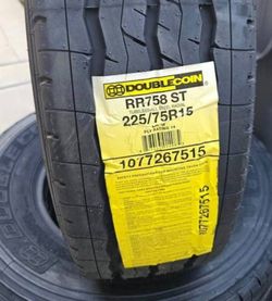4 New ST 225-75-15 Double Coin Load G 14 ply 110psi 3415 lb Trailer Tires ST225 75 R15 Inch Tire FREE Same Day Delivery Most Inland Empire Locations