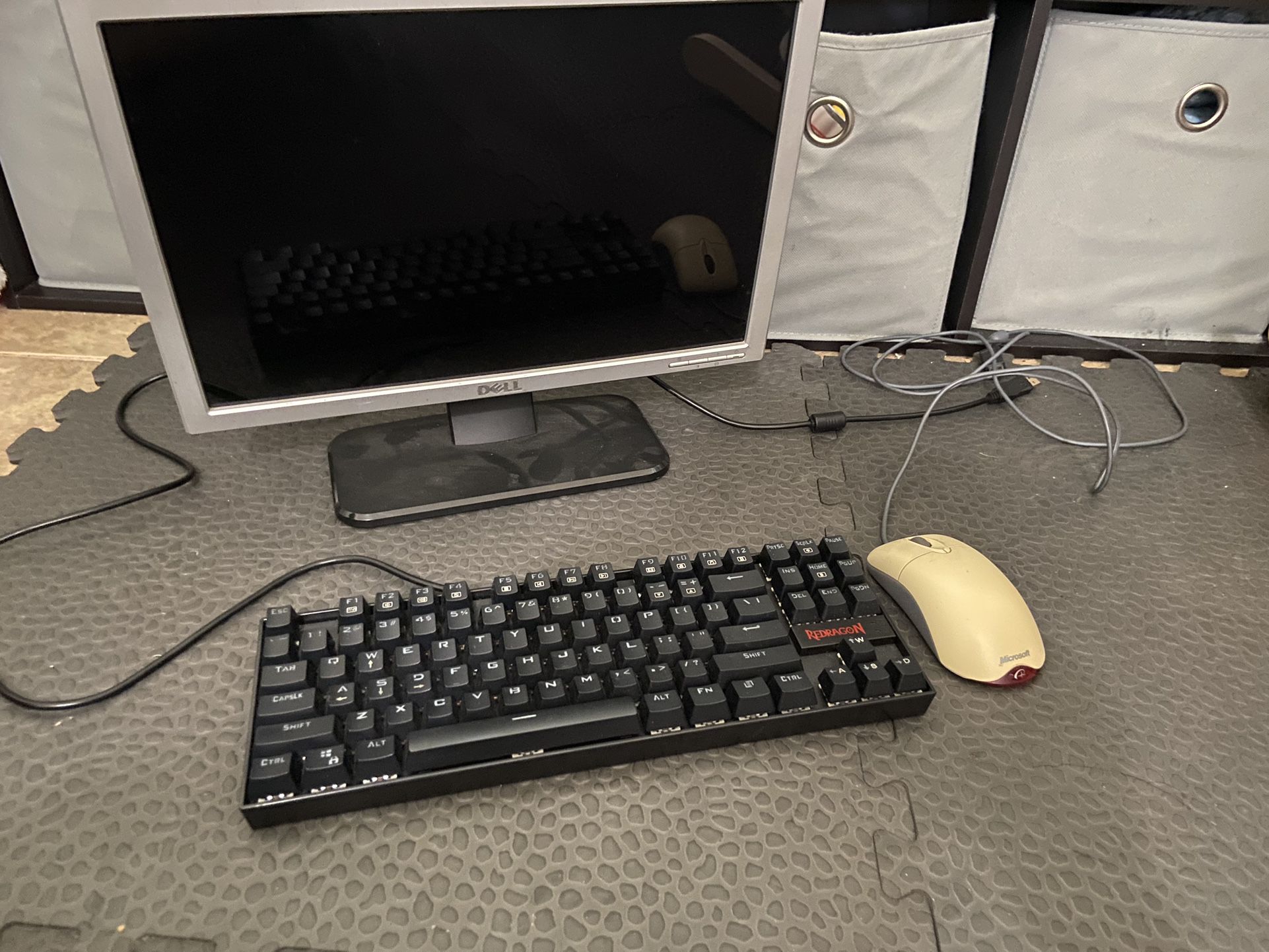 Dell Monitor, Red Dragon K552, Vintage Microsoft Mouse