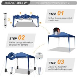 10 x 10 Pop-Up Canopy (No Side Walls) — Waterproof UPF 50+ Outdoor Awning, Instant Tent, Portable Shelter, Commercial Gazebo, Sun Shade