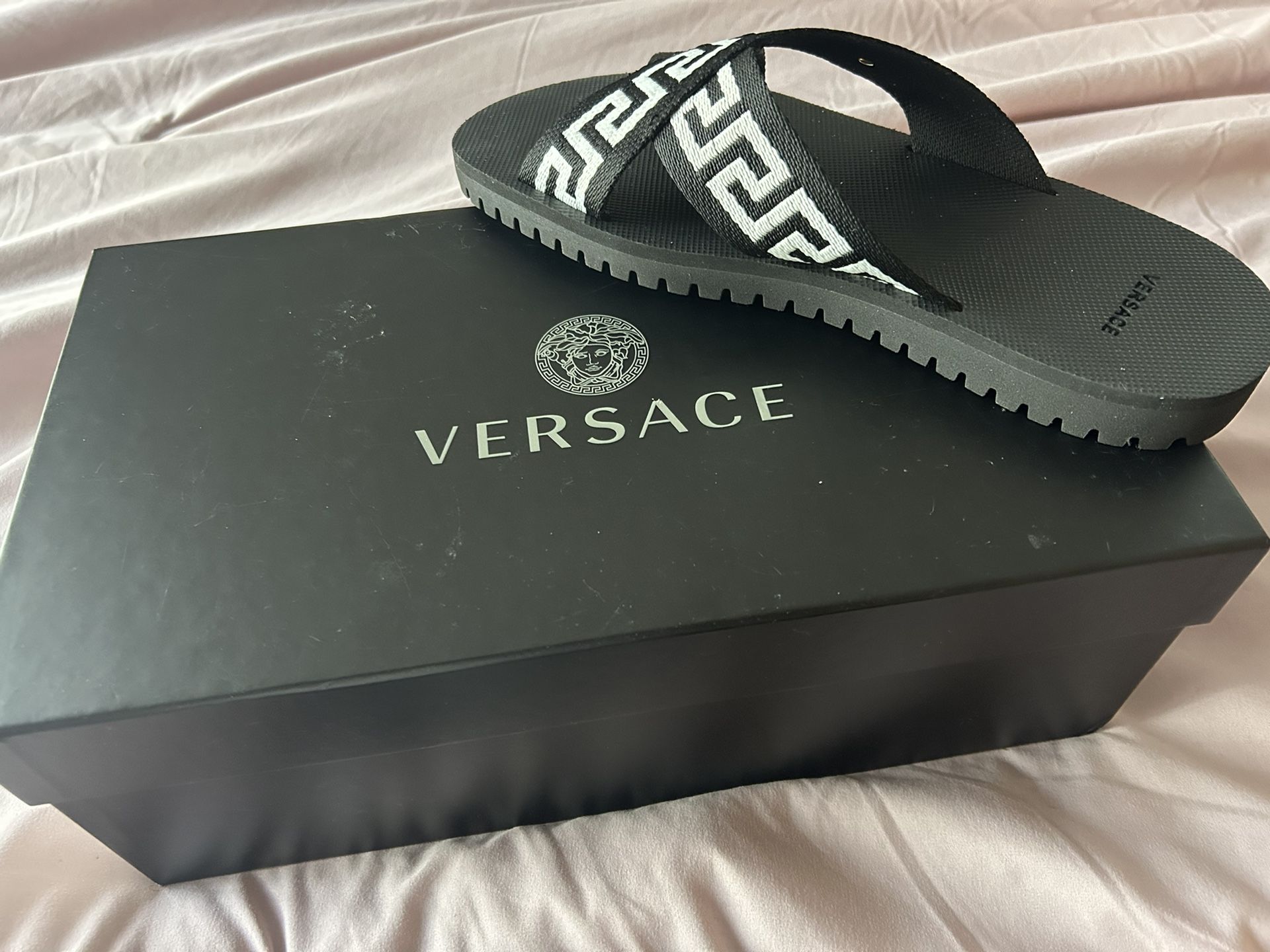 Versace Logo Open Toe Sandals (Authentic)