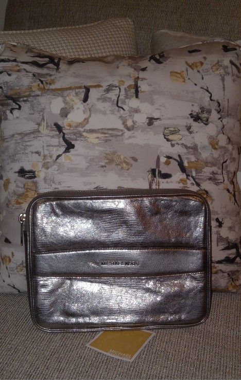 Authentic Michael Kors Metallic Shimmer Leather Tablet Holder