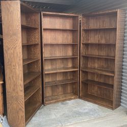 Set of 3 Oak Bookcases / Storage Display Bookshelves 