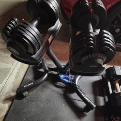 Adjustable Dumbbells 11-71.5lbs each w/stand