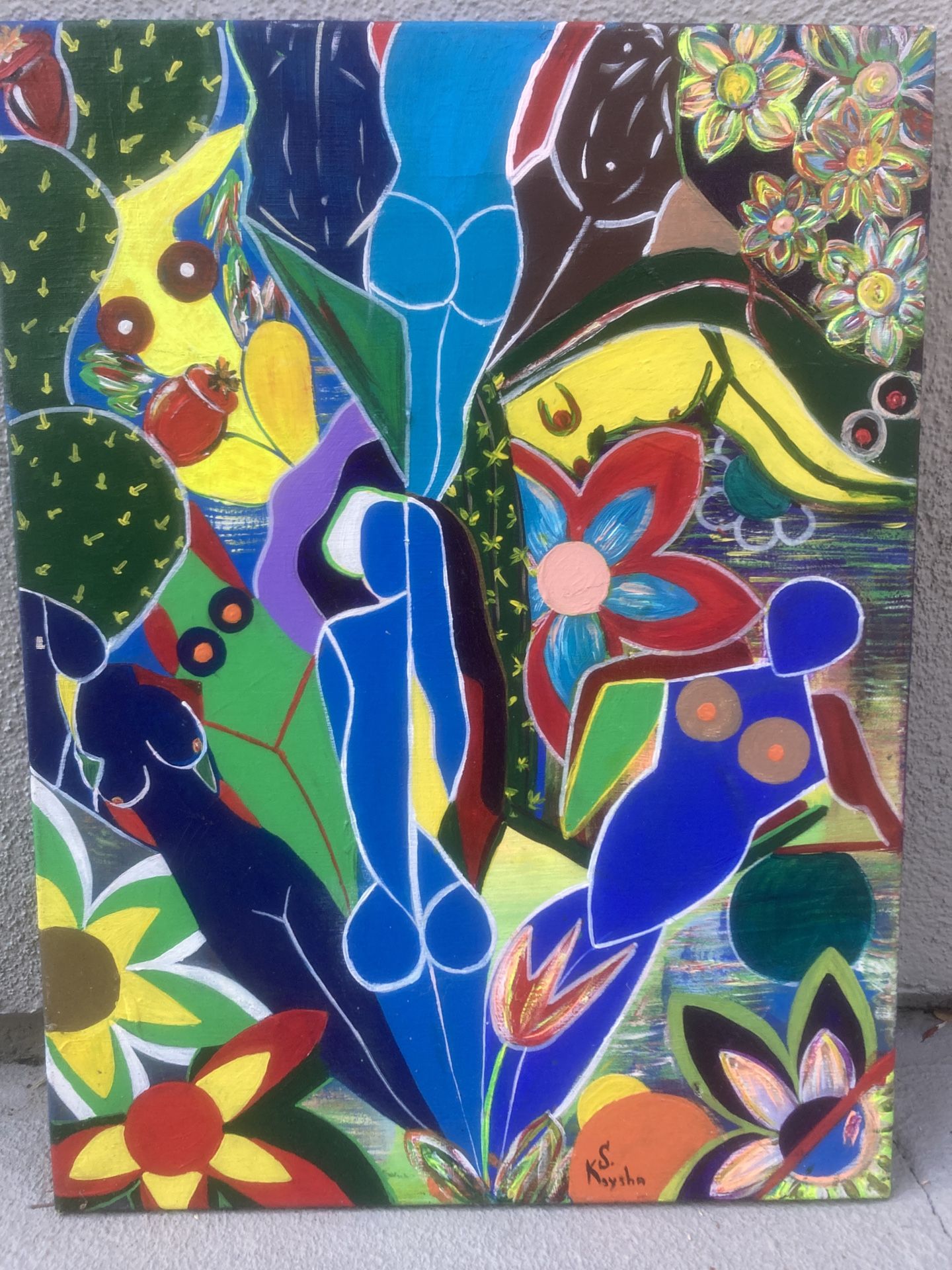 Acrylic On Canvas Painting Garden