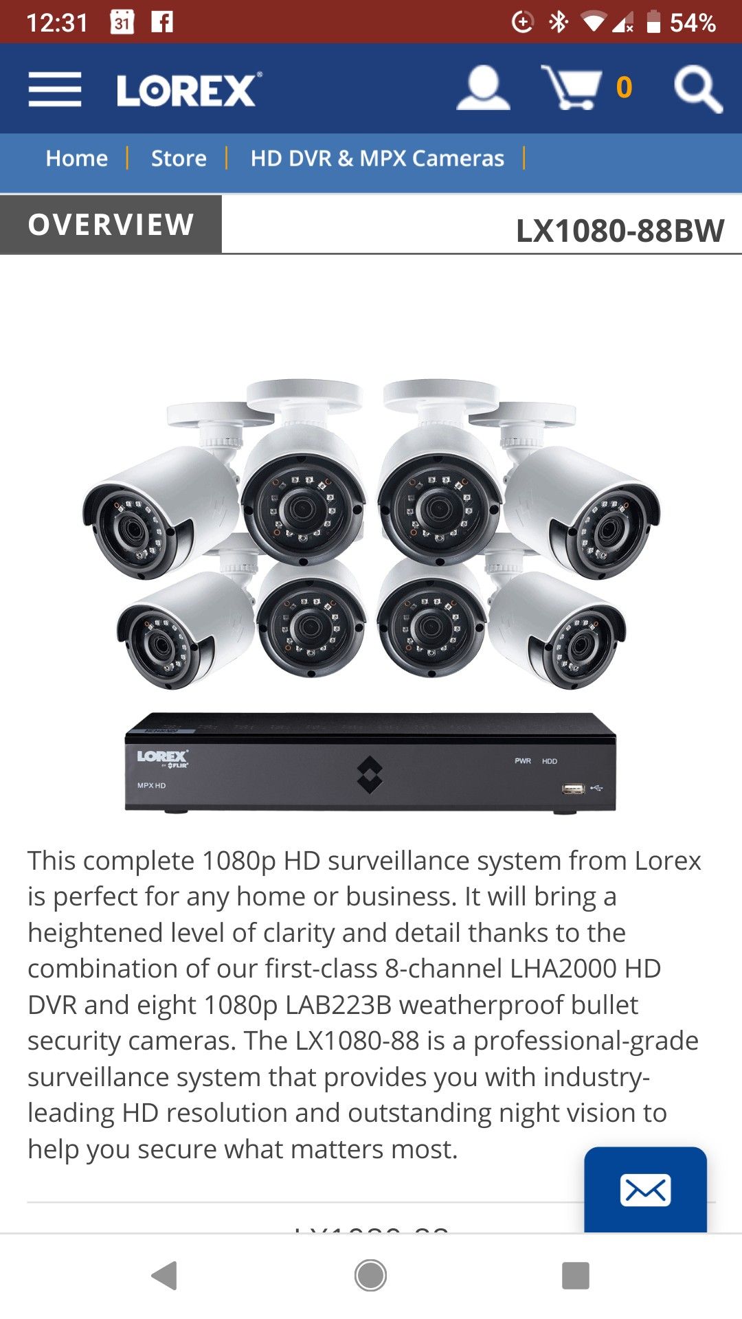 Lorex Security Camera System with 8 Channel DVR and 8 1080p Outdoor Security Cameras, 130ft Night Vision, 1TB Hard Drive | Lorex