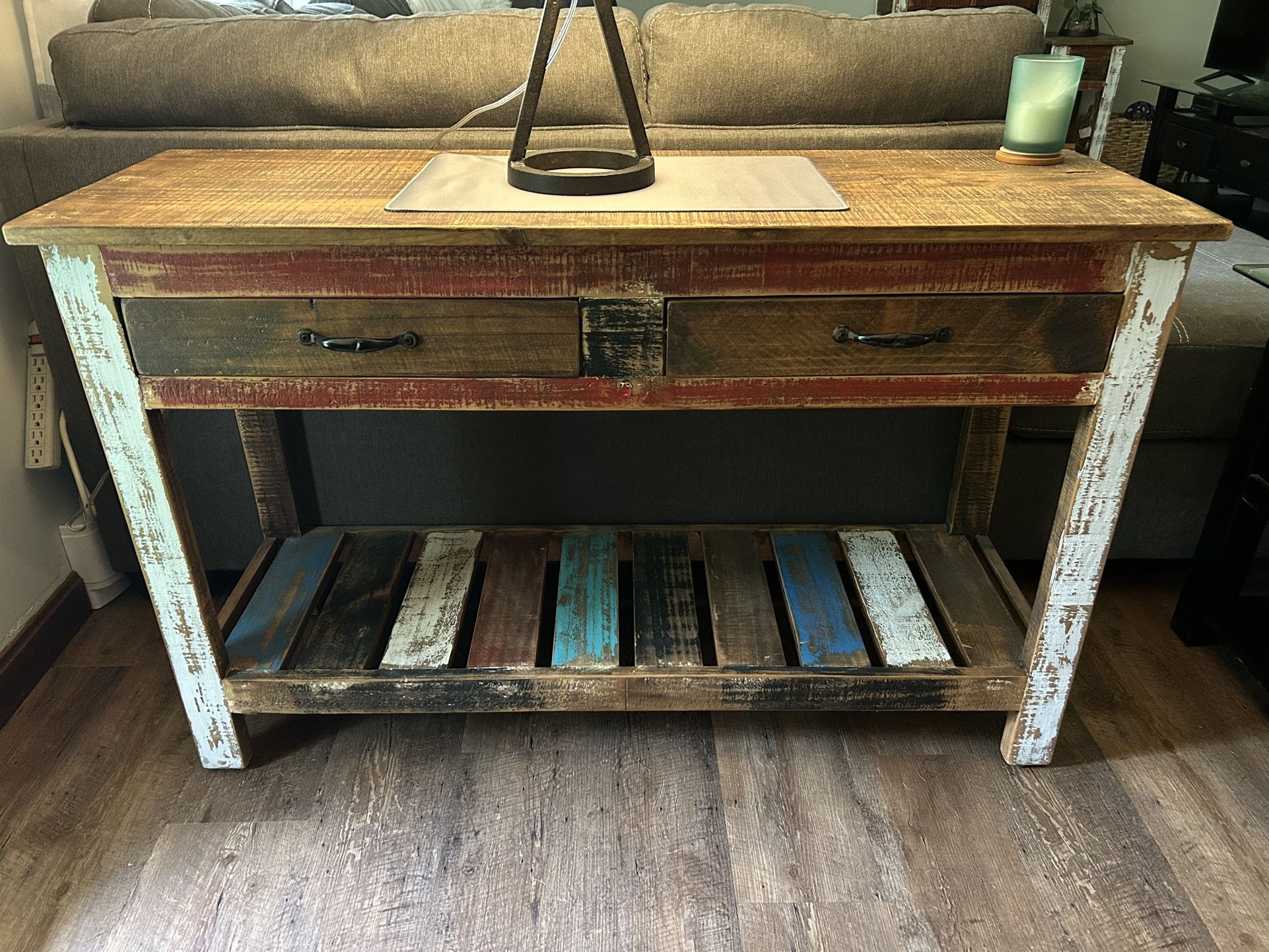 4-piece Solid Wood Rustic Country Living Room Table Set