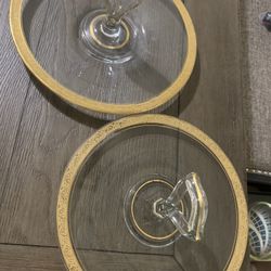 Vintage Tiffton Gold Rim Trays. 
