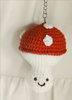 Crochet Mushroom Keychain