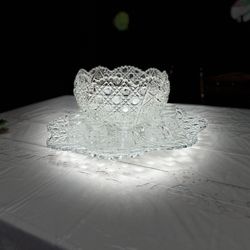 Vintage Pressed Glass Punch Bowl