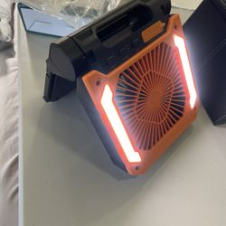 20000mAh Rechargeable Solar Powered Portable Fan with Led Lantern, 3 Speeds Cordless Battery Operated Camping Fan with PowerBank,Timer, Hangble & Quie