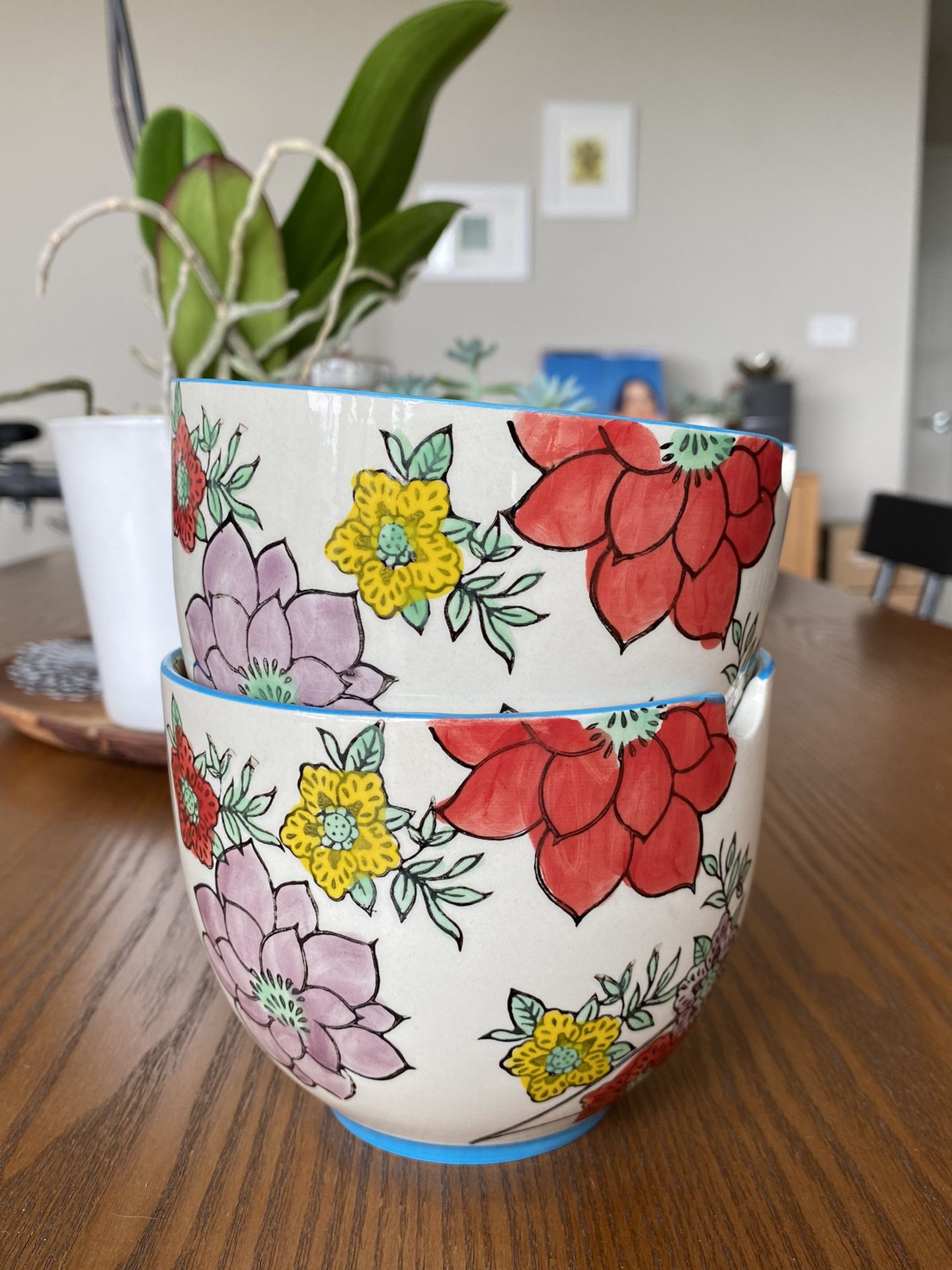 Porcelain Floral Chopstick Bowl Set