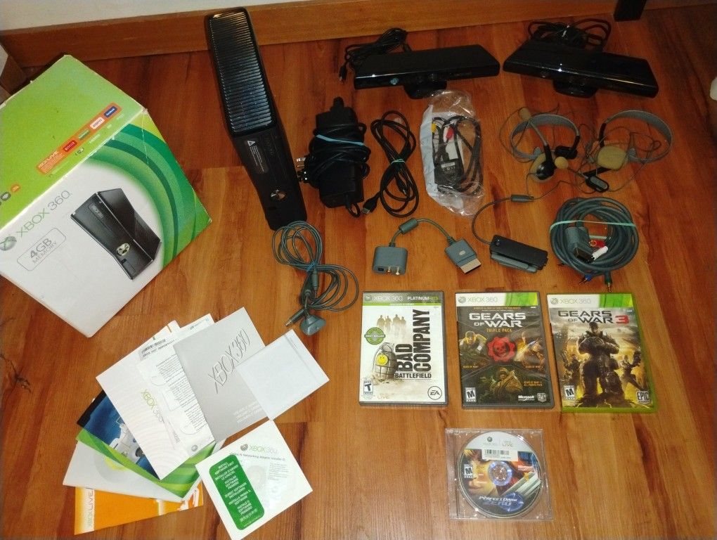 Xbox 360 Slim Console With Games And Accessories 