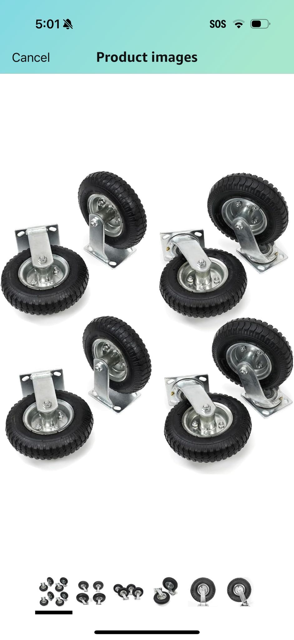 XtremepowerUS 8-Pieces Swivel Caster Wheels, Industrial Casters 8" Pneumatic Tire Outdoor, Flat Free for Carts, Dolly, Workbench, Trolley (4) Rigid Fi