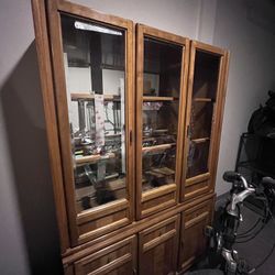 Vintage China Cabinet. Solid Oak