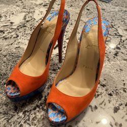 Christian Louboutin Suede Slingback Sandal-Women's Size: 7.5 | US7.5, IT37.5