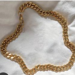 thick Cuban link chain necklace for women and men 18k plated