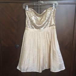 Strapless Chiffon & Senqunce party Dress  