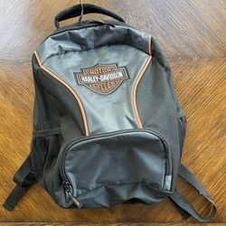 Harley-Davidson Bar & Shield Logo Patch Backpack Black Gray Orange 16”