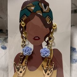 Rose And Sign Language “ I Love You” Earring 