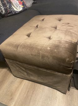 BenJara Cocktail Ottoman In Light Brown Waffle Suede Fabric Brown