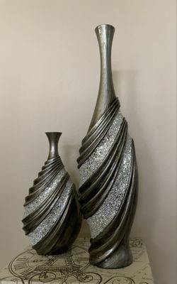 Decoration Vases Silver Glittery Tall Home Decor