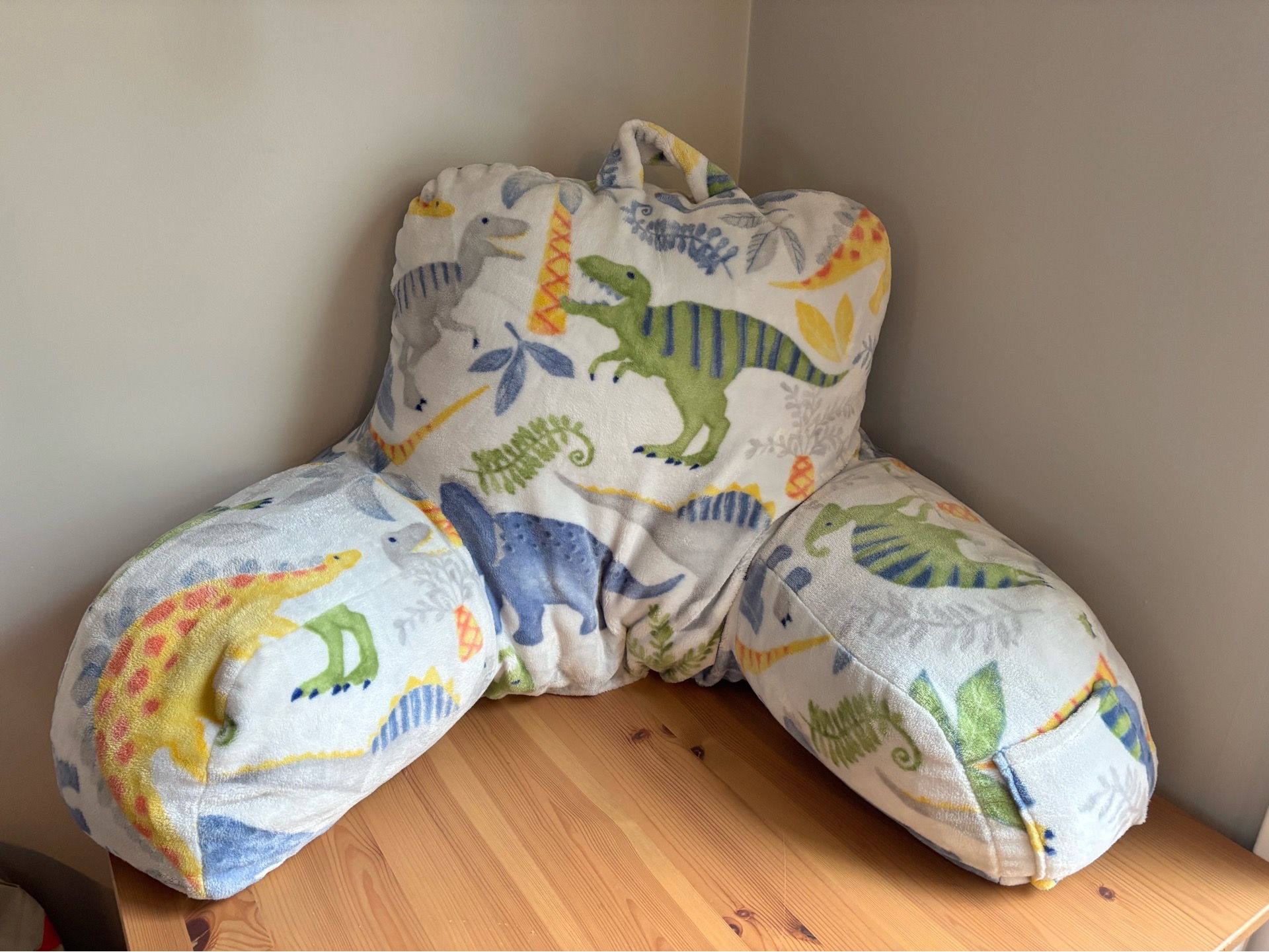 Dinosaur Pillow - Kids Boys Bedroom Cozy Fleece Backrest Pillow Large